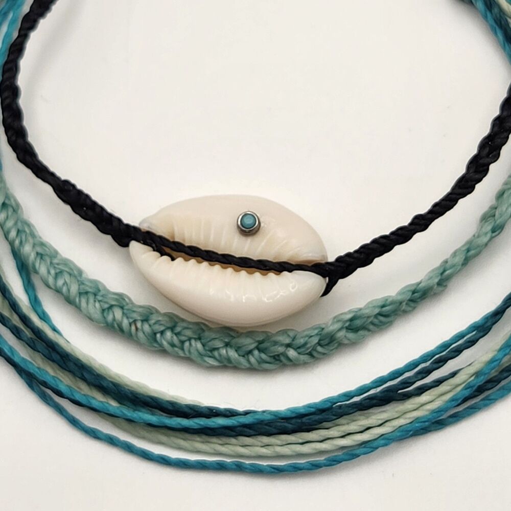 3 Pura Vida Multi-strand Multi-Color Braided Shell Charm Bracelets O